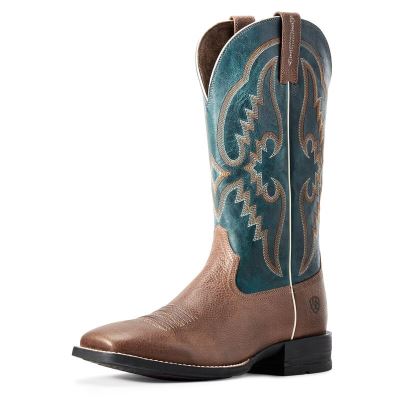 Ariat Round Pen - Western Laarzen Bruin / Turquoise Heren - 17722-056